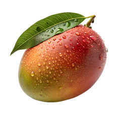 Fresh ripe mango fruit with leaf isolated on black background healthy food tropical fruit concept