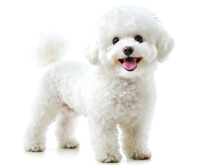 Obraz premium Standing Happy Bichon Frise Dog, 서 있는 행복한 비숑 프리제 개