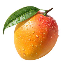 Fresh ripe mango fruit with water droplets isolated on black background healthy food tropical fruit