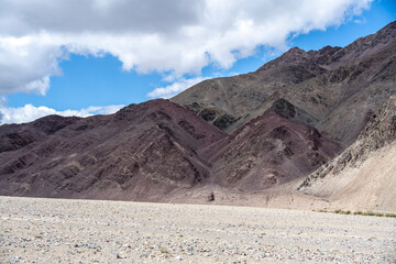 A beautiful landscape of steppe and mountains on an autumn day in Mongolia