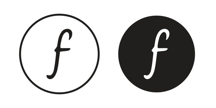 Florin sign icon clipart and lineart vector symbols