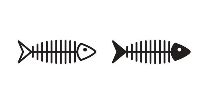 Fish bones icon clipart and lineart vector symbols