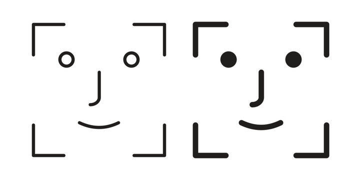 Face id icon clipart and lineart vector symbols