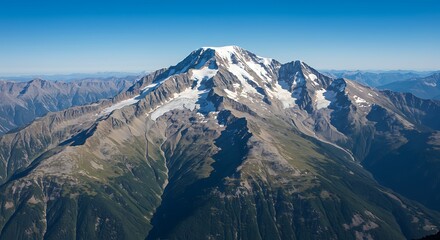 Majestic mountain range aerial view