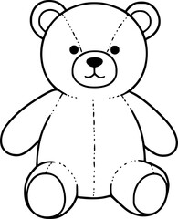 Fototapeta premium bear, stuffed animal, teddy bear, plush toy, black and white, minimalist, line art 