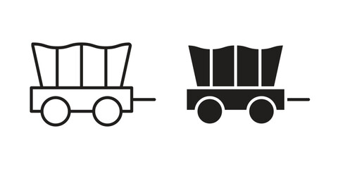 Covered wagon icon clipart and lineart vector symbols © Bsbd