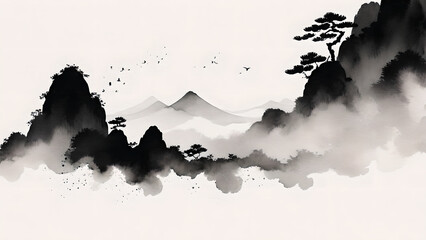 Obraz premium Misty ink forest background