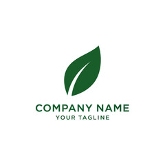 Minimalist Green Leaf Logo Design with Placeholder Company Name and Tagline on White Background, Ideal for Eco-Friendly, Organic, or Nature-Inspired Brands, Flat Vector Elements, Vector Illustration,