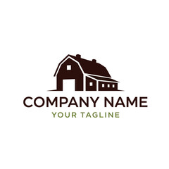 Barn and Farm Building Logo Design with Company Name and Tagline on White Background - Simple, Modern, and Agricultural Brand Identity Graphic, Flat Vector Elements, Vector Illustration, Simple