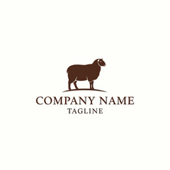 Minimalist Brown Sheep Logo Design with Ram Silhouette, Company Name and Tagline on Cream Background, Flat Vector Elements, Vector Illustration, Simple Vector, Stylized Vector Drawing, Vector