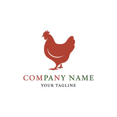 Stylized Reddish-Brown Chicken Logo with Company Name and Tagline on White Background - Minimalist Poultry Farm Branding Illustration, Flat Vector Elements, Vector Illustration, Simple Vector,