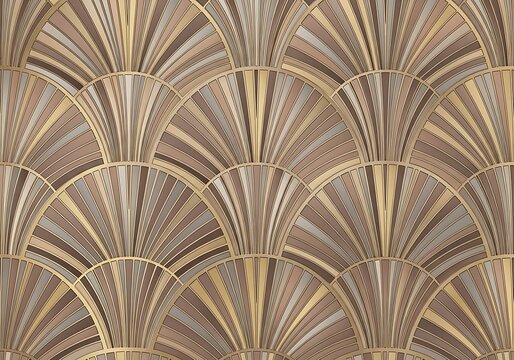 Golden Art Deco Fan Pattern With Earthy Tones Elegant Background Texture