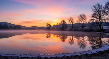 Fototapeta premium Sunrise over calm lake