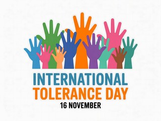 Celebrating international tolerance day with a diverse array of raised hands symbolizing unity and acceptance