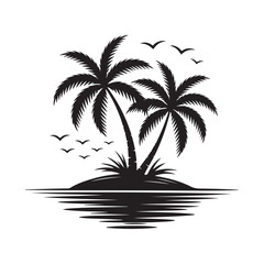 Monochromatic Palm Tree Tropical Vector T-Shirt Design