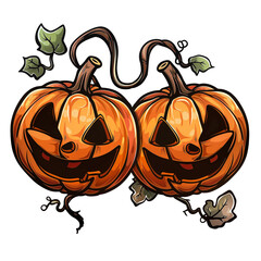 Creative Halloween pumpkins with smiling faces and vines showcasing festive spirit and joy during the autumn season