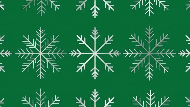 Snowflake patterns on green background in festive design  