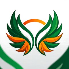 Naklejka premium Wings with sun, vibrant colors