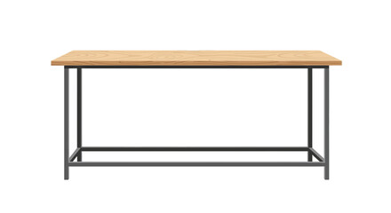 Isolated Wooden Table with Metal Frame for Interior Design Element