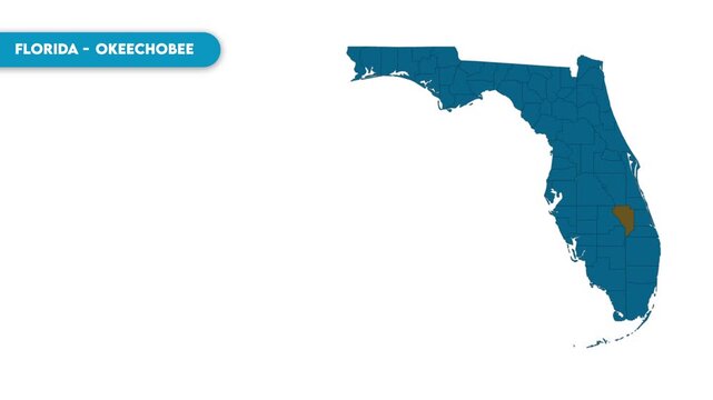 Okeechobee Map Video, Florida map, Political Map of Florida, national flag and borders, perfect for presentations, travel, education, geography, and global studies.