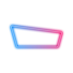 An abstract geometric shape with a neon glow, transitioning from blue to pink, isolated on a white background.