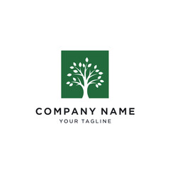 Obraz premium White Stylized Tree Silhouette in Green Logo Design with Placeholder Text on Clean White Background, Flat Vector Elements, Vector Illustration, Simple Vector, Stylized Vector Drawing, Vector