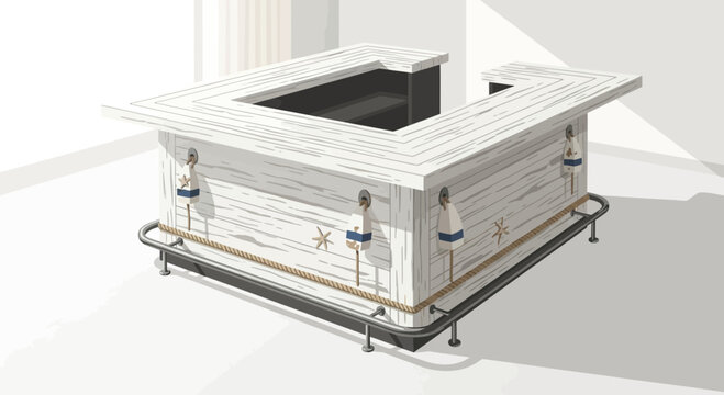 Nautical themed bar with maritime decorations in a minimalist interior