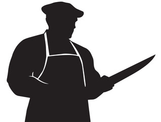 Skilled Butcher Silhouette Icon in Professional Solid Vector Illustration Artwork