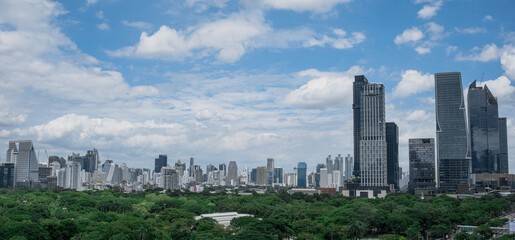buildings in cityscape tower in Bangkok city in Asia Thailand