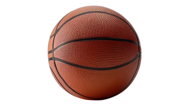 A close up shot of a basketball on a black background
