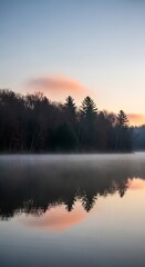 Fototapeta premium Sunrise over misty lake