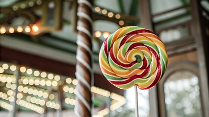 Colorful lollipop at a vintage carousel