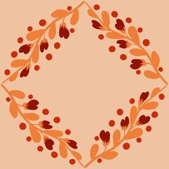 Autum Winter Pattern Background Illustration For Cover, Banner, Notes. Fall Winter Aesthetic Background.  Plant And Flower Pattern Background.