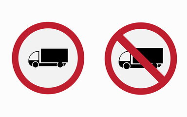 Vector art of truck traffic sign the sign on the left indicates that trucks are allowed, while the sign on the right indicates that trucks are not allowed
