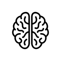 Brain Icon line vector icon for medical apps isolated on white