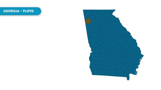 Floyd Map Video, Georgia map, Political Map of Georgia, national flag and borders, perfect for presentations, travel, education, geography, and global studies.