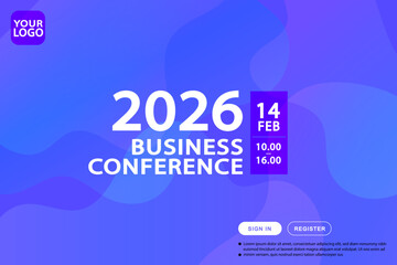 Promote your next virtual summit or business conference with this professional landing page template. The fluid blue and purple background gives a modern feel ideal for an online event registration.