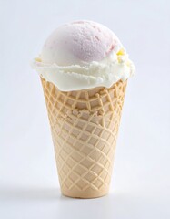 A single scoop of ice cream in a waffle cone