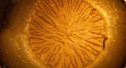 Ginger root sliced to show inner texture, macro detail
