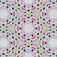 Fototapeta premium Abstract seamless pattern with colorful lines and dots gray