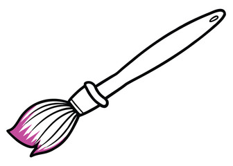 Obraz premium Drawing tool with pink bristles and black handle brush painting