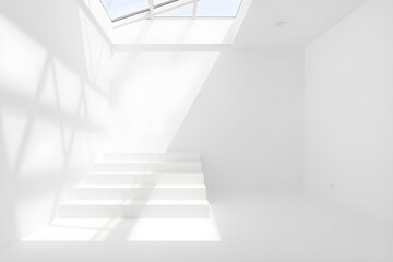 Obraz premium Modern Staircase Illuminated by Natural Light from Skylights