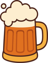  cartoon beer glasses in flat style, with foam and different shades of beer inside.