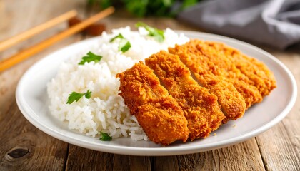 Crispy fried pork cutlets with rice
