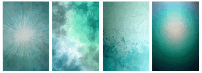 Vector pattern set of aqua green fading to light blue radial background