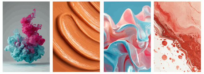 Vector pattern set of liquid summer tones with smooth flow background