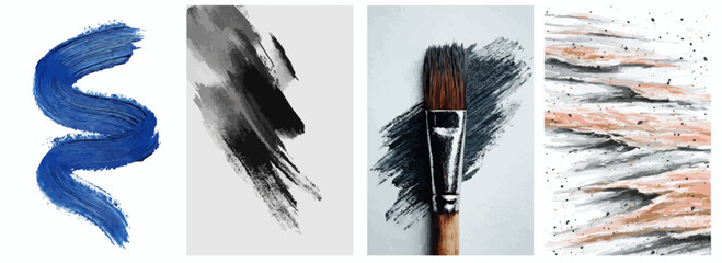 Vector pattern set of minimal beach-inspired brush strokes background