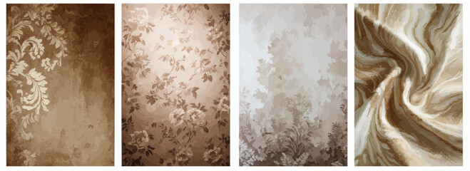 Vector pattern set of sepia fading upward into cream background
