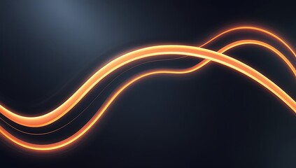 Minimalist Abstract Art: Glowing Vibrant Radiant Orange Line Arcs with Subtle Gradients | Dynamic Flowing Curves on a Deep, Dark Obsidian Background for Striking Visual Contrast.