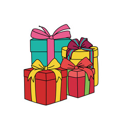 Pile of Wrapped Gift Boxes Festive Holiday Vector
